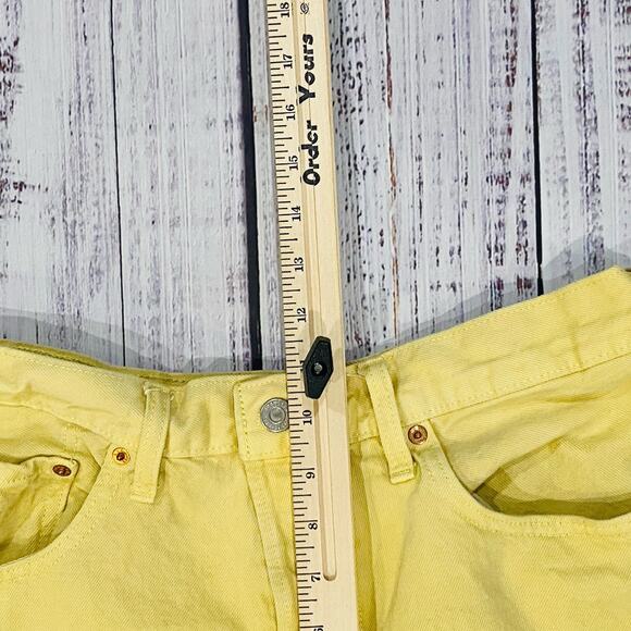 Levi’s 501 Yellow Straight Leg Jeans W32 High Rise Raw Hem Color Denim - Picture 4 of 9
